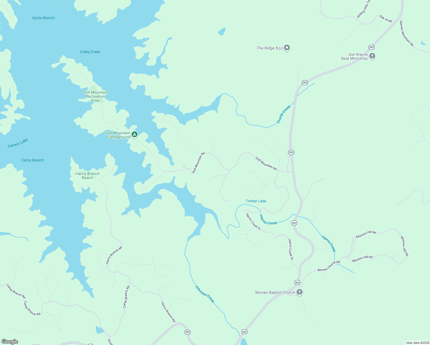 map of restaurants, bars, coffee shops, grocery stores, and more near Doll Mountain Road in Ellijay