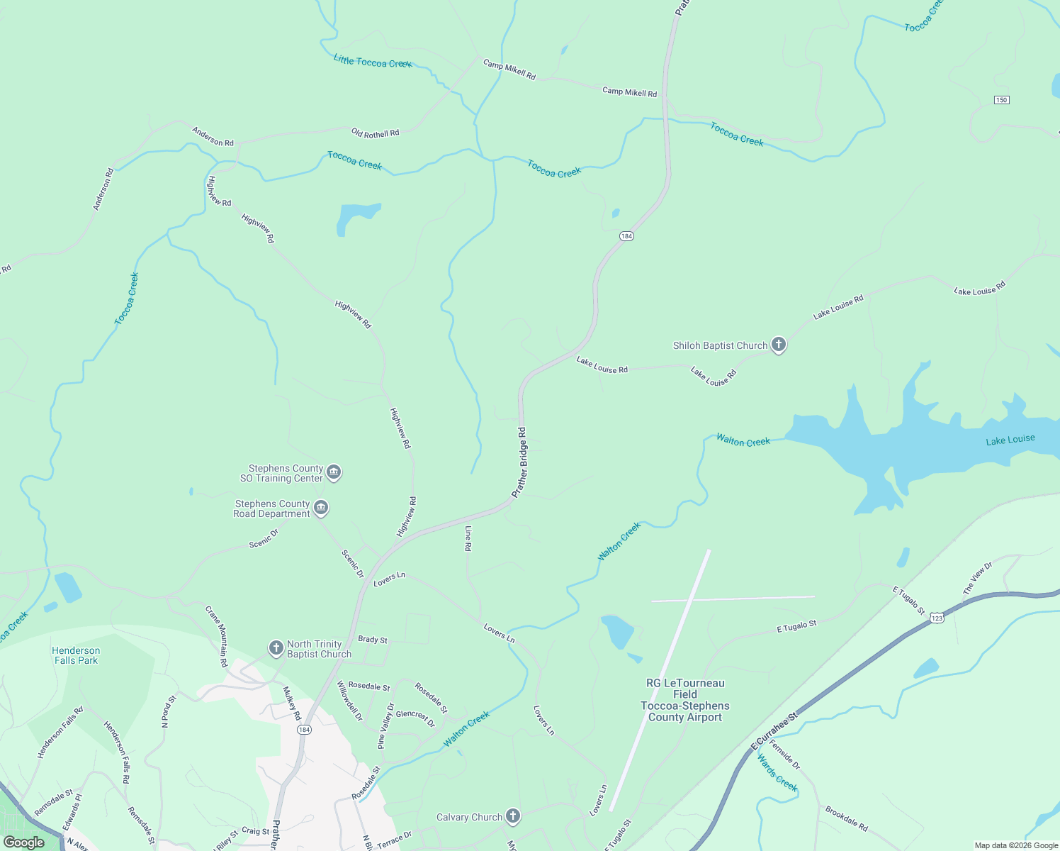 map of restaurants, bars, coffee shops, grocery stores, and more near 1988 Prather Bridge Road in Toccoa
