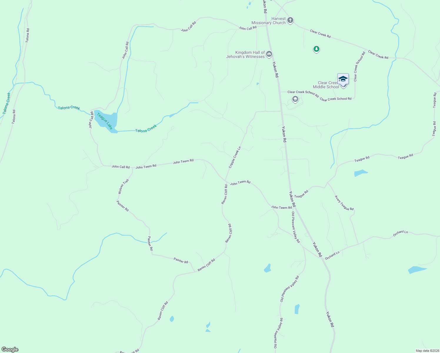 map of restaurants, bars, coffee shops, grocery stores, and more near John Teem Road in Talking Rock