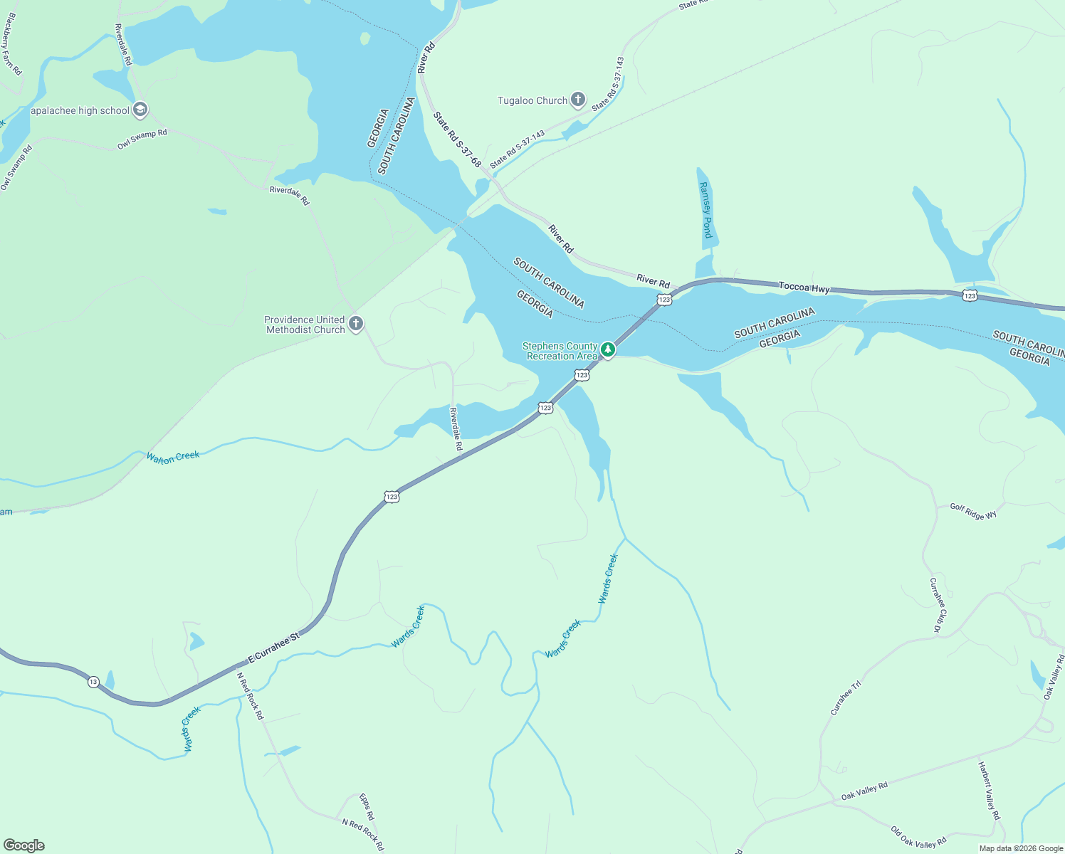 map of restaurants, bars, coffee shops, grocery stores, and more near 27 Cherokee Road in Toccoa