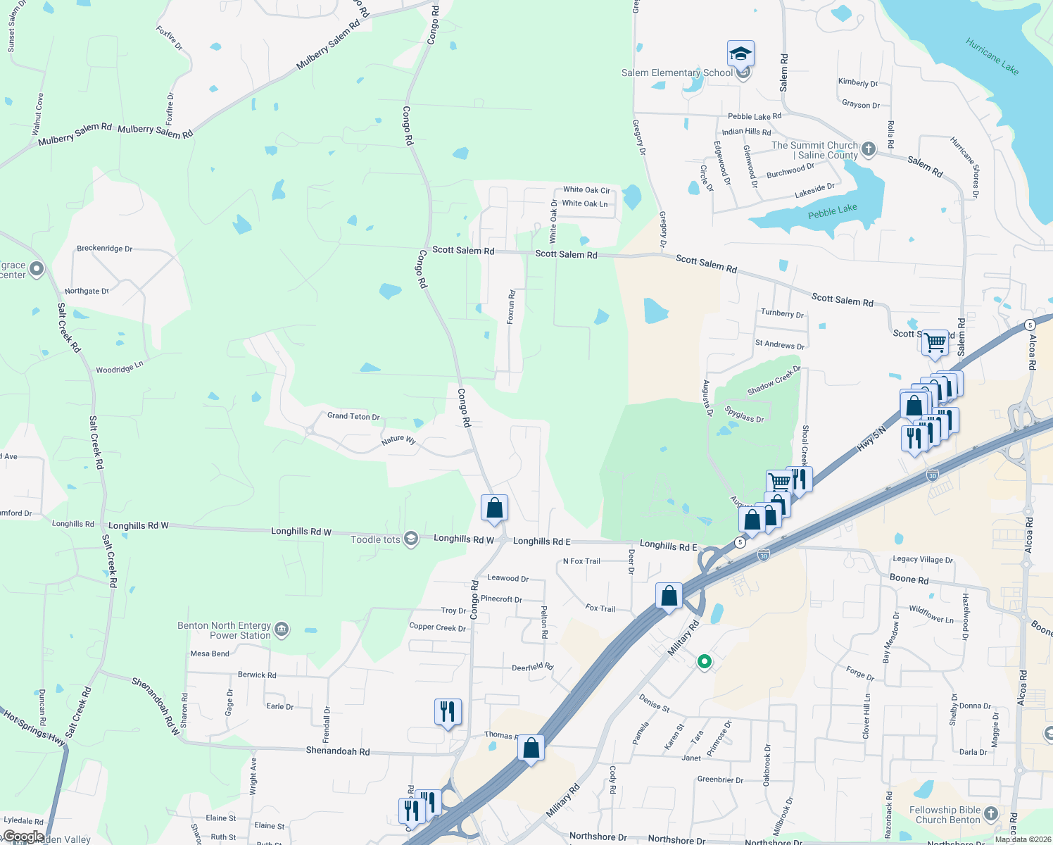 map of restaurants, bars, coffee shops, grocery stores, and more near 1626 Michael Drive in Benton