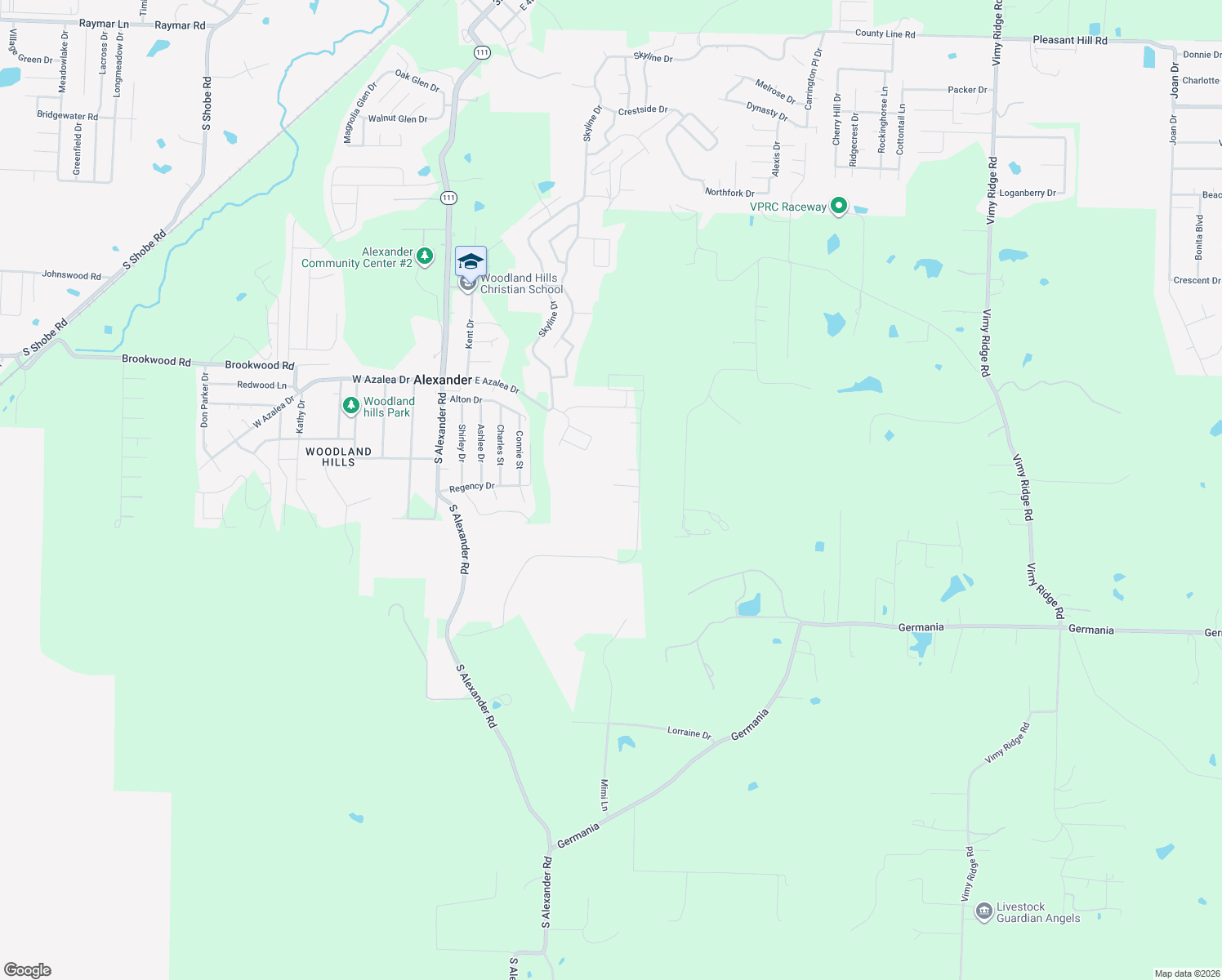 map of restaurants, bars, coffee shops, grocery stores, and more near 6049 Orange Valley Cove in Alexander