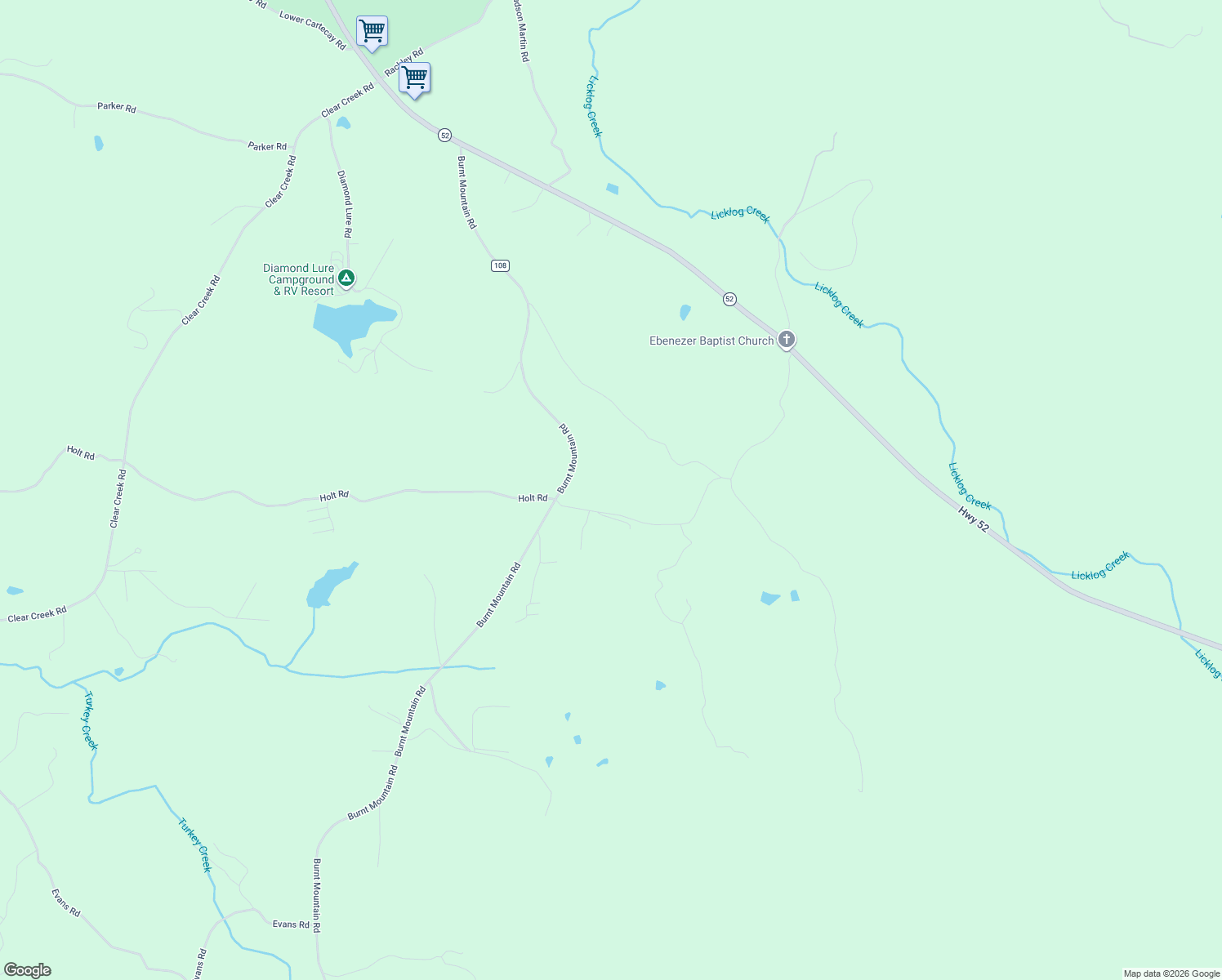 map of restaurants, bars, coffee shops, grocery stores, and more near 498 Ebenezer Road in Ellijay