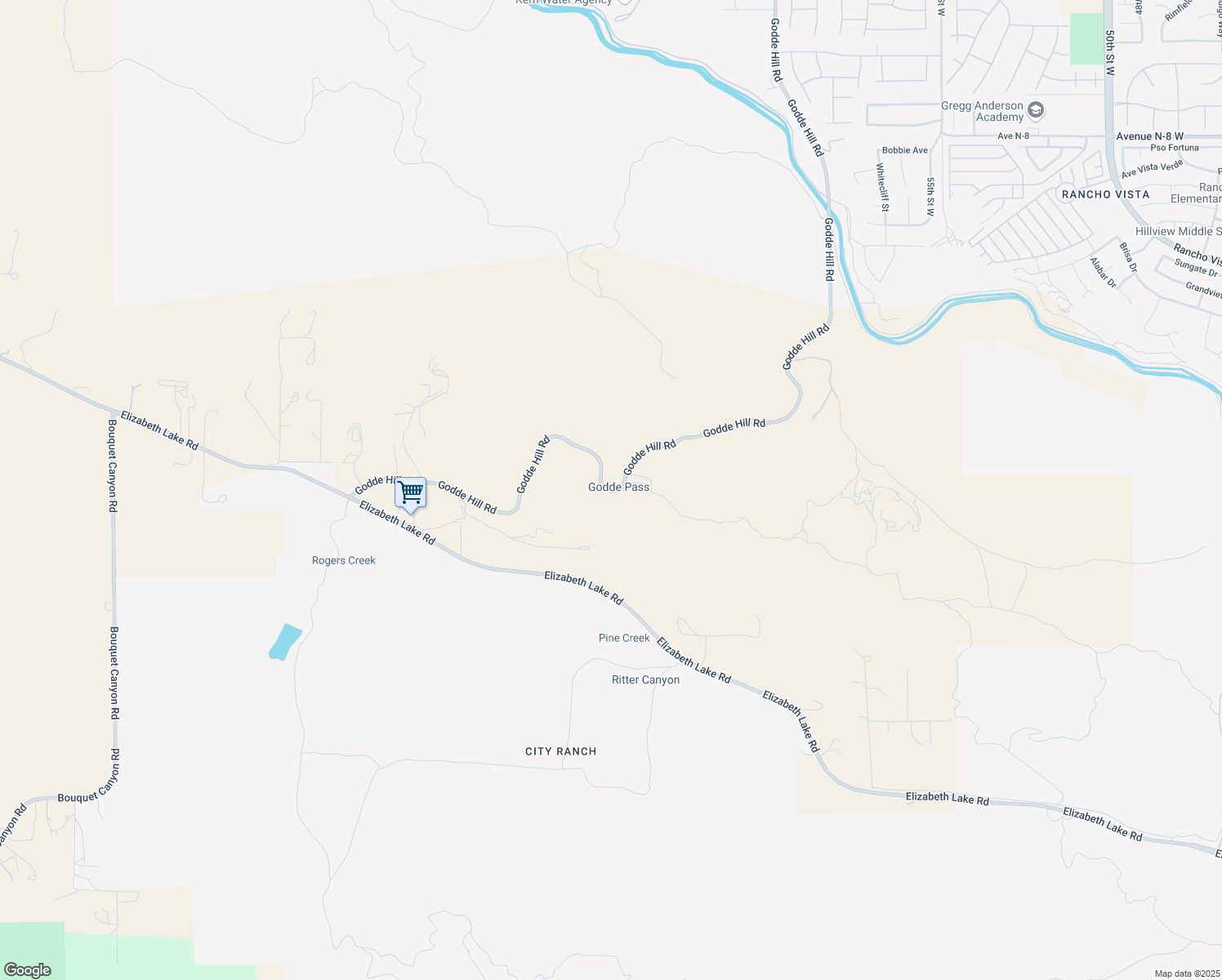 map of restaurants, bars, coffee shops, grocery stores, and more near Godde Hill Road in Palmdale