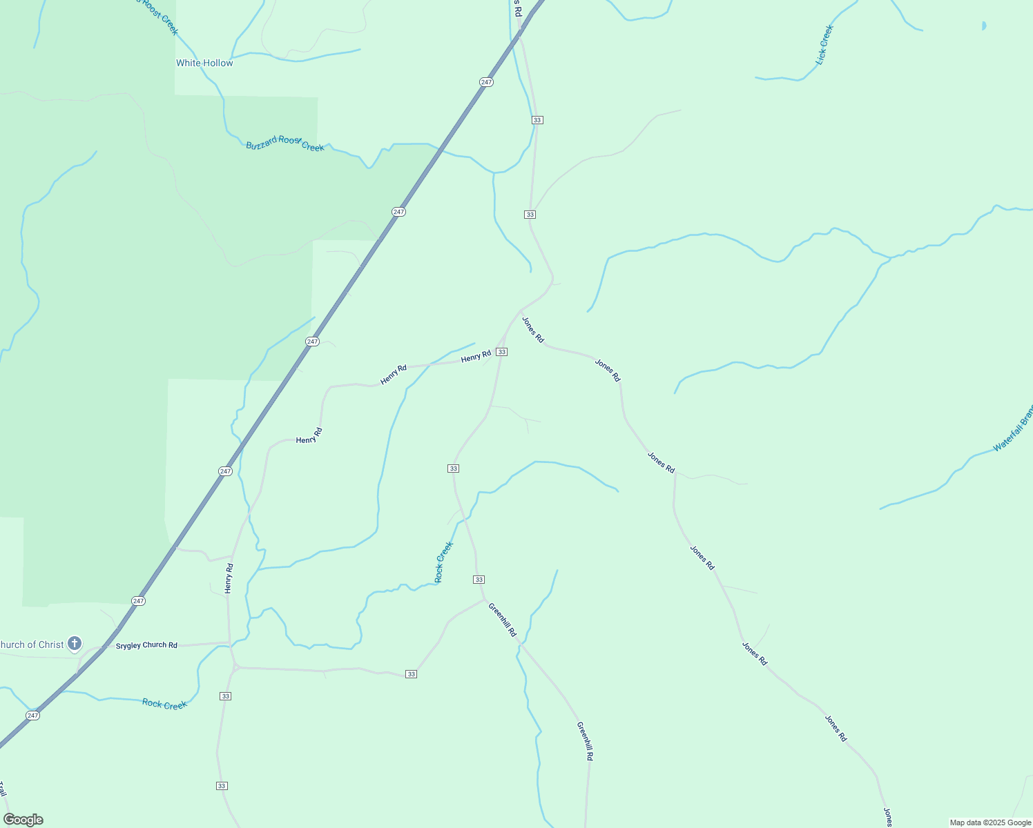 map of restaurants, bars, coffee shops, grocery stores, and more near Rock Creek Road in Tuscumbia