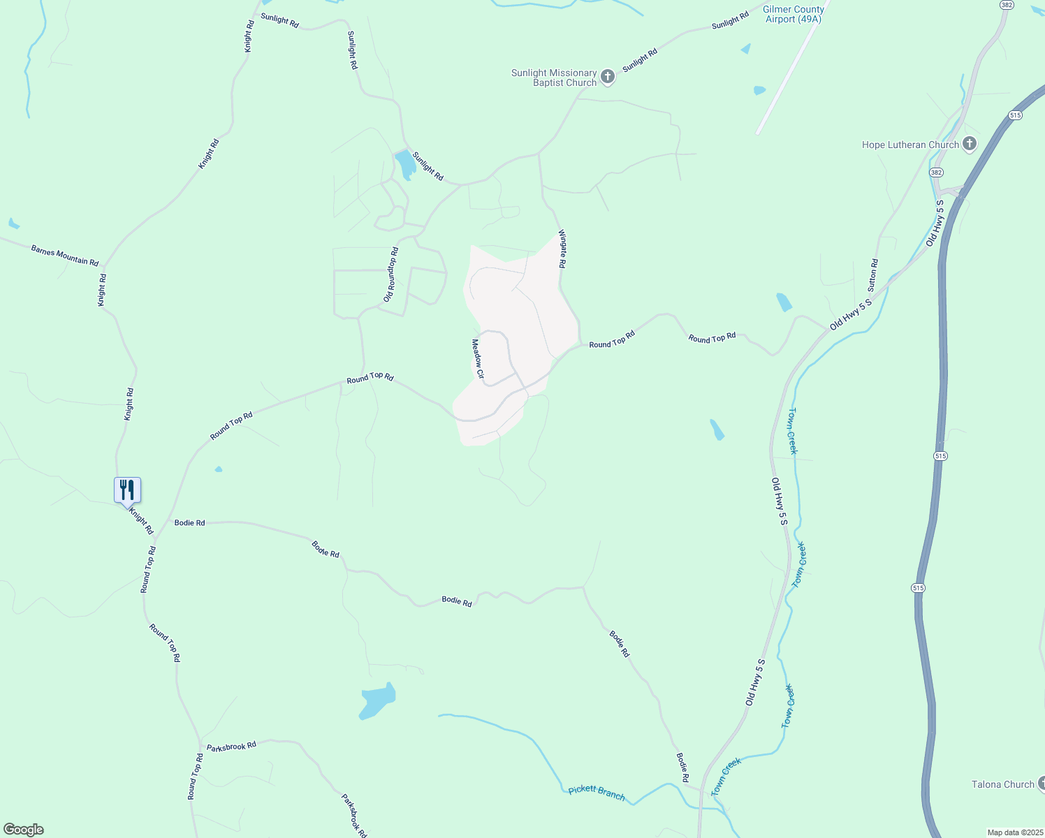 map of restaurants, bars, coffee shops, grocery stores, and more near 546 Meadows Circle in Ellijay