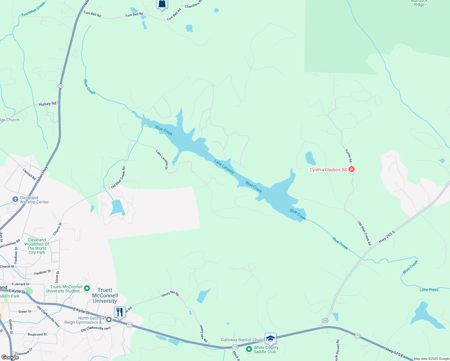 map of restaurants, bars, coffee shops, grocery stores, and more near 147 Lake Watch Pt in Cleveland