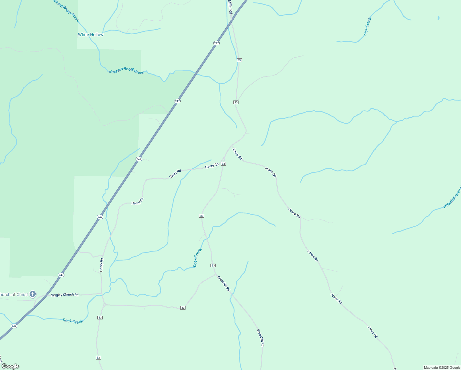 map of restaurants, bars, coffee shops, grocery stores, and more near Rock Creek Road in Tuscumbia