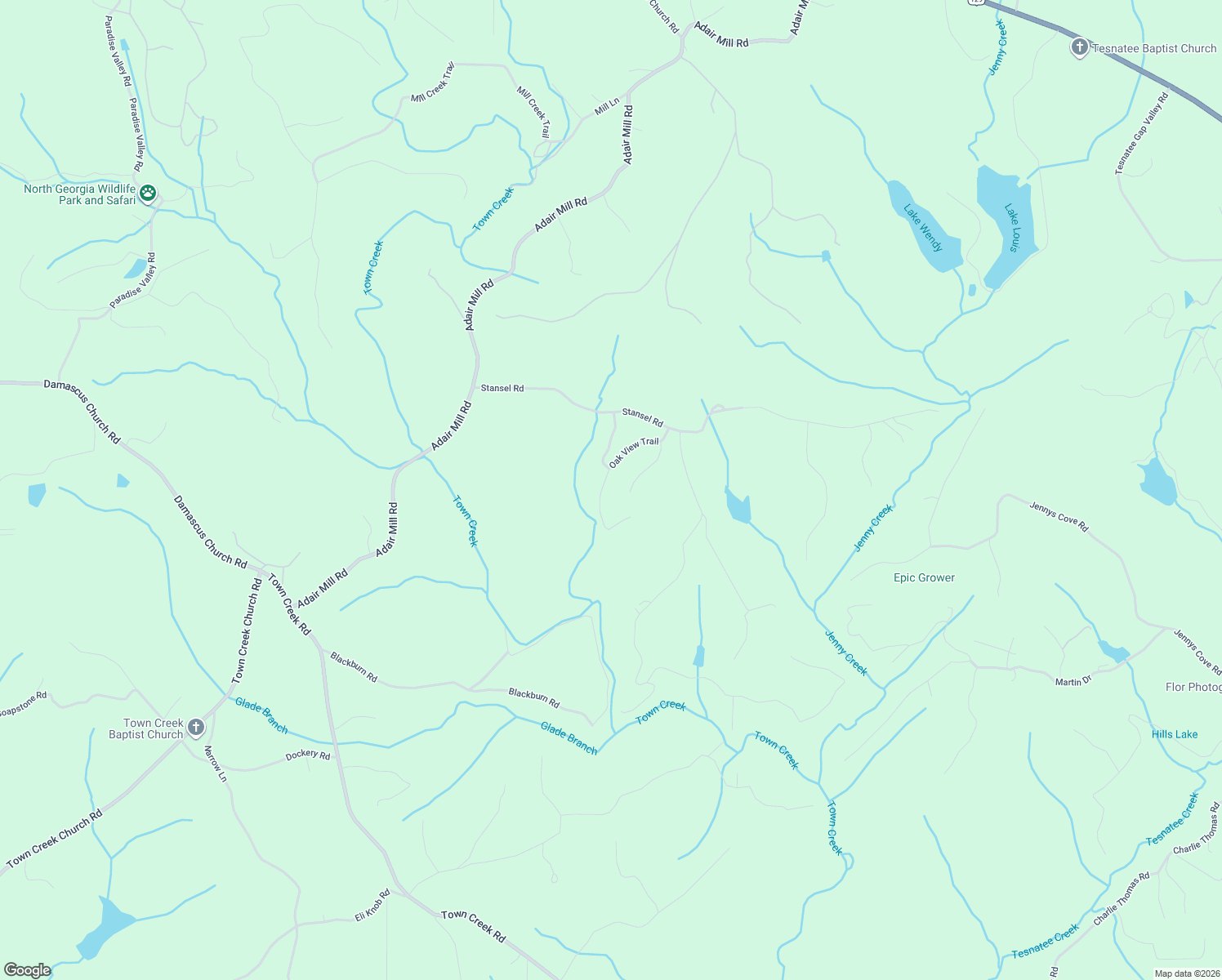 map of restaurants, bars, coffee shops, grocery stores, and more near 237 Oak View Trail in Cleveland