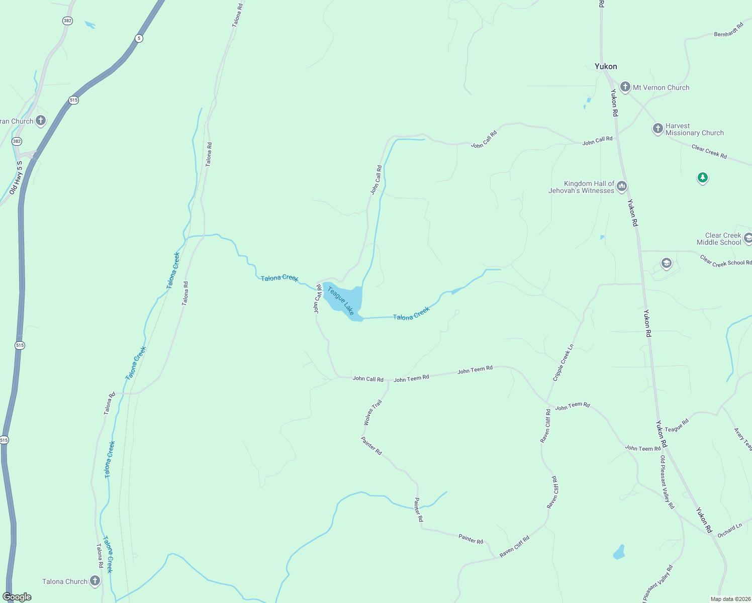 map of restaurants, bars, coffee shops, grocery stores, and more near 2651 John Call Road in Talking Rock