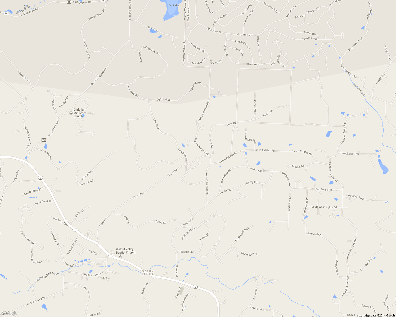 map of restaurants, bars, coffee shops, grocery stores, and more near 698 Dunn Road in Hot Springs Village