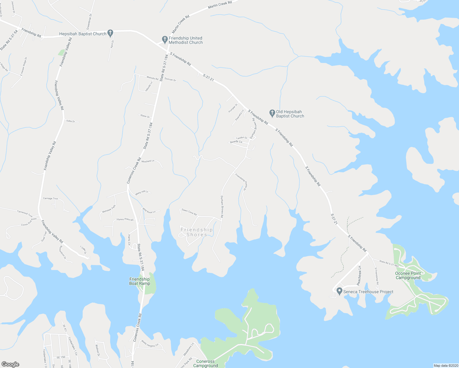 map of restaurants, bars, coffee shops, grocery stores, and more near 755 Durham Brown Road in Seneca