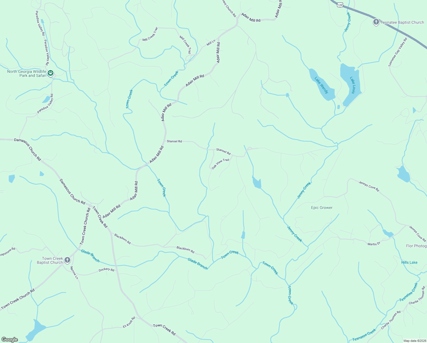 map of restaurants, bars, coffee shops, grocery stores, and more near 237 Oak View Trail in Cleveland
