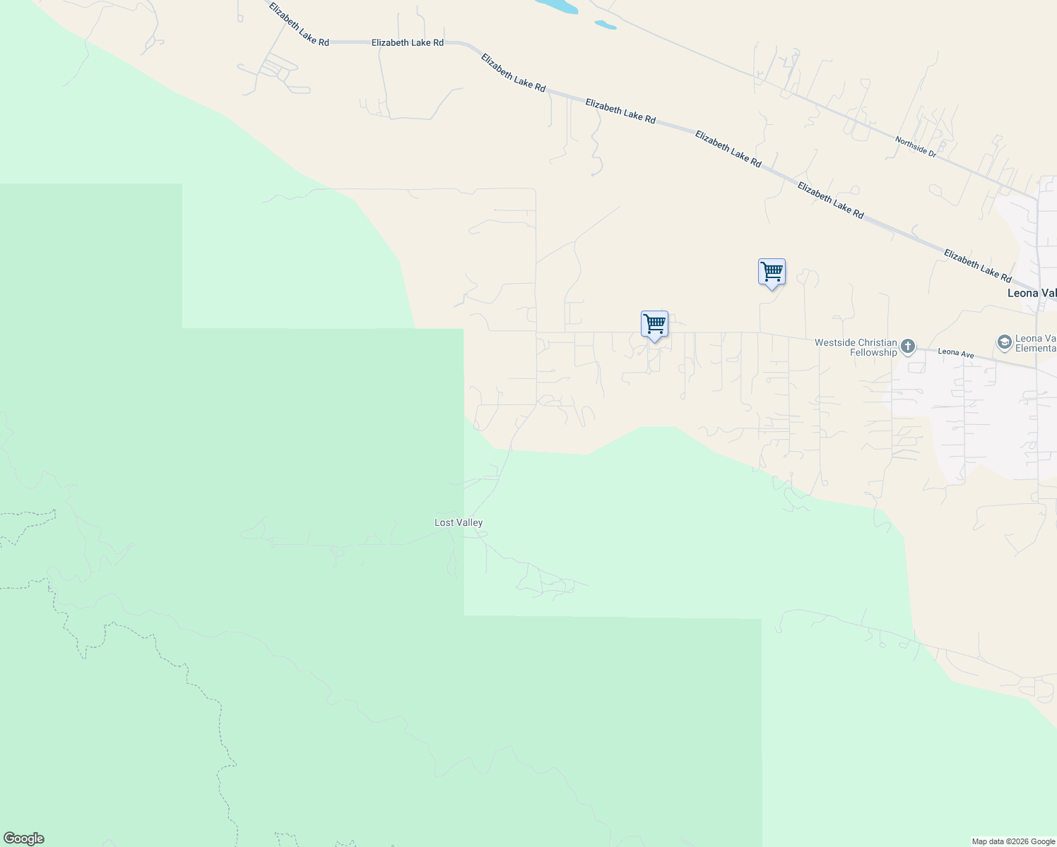 map of restaurants, bars, coffee shops, grocery stores, and more near 40120 107th Street West in Leona Valley