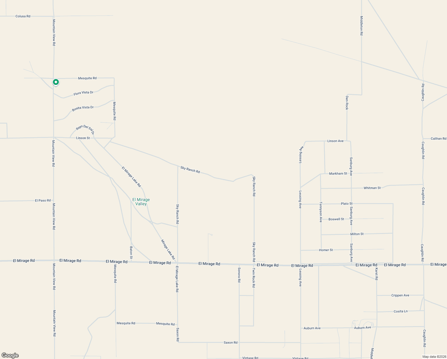 map of restaurants, bars, coffee shops, grocery stores, and more near Sky Ranch Road in San Bernardino County