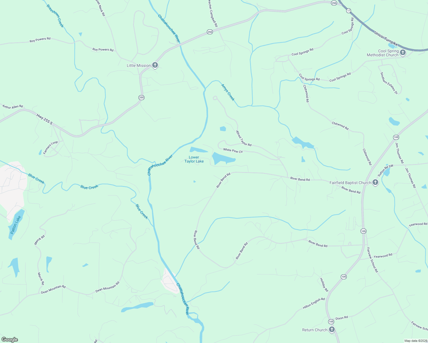 map of restaurants, bars, coffee shops, grocery stores, and more near 201 Canine Way in Demorest