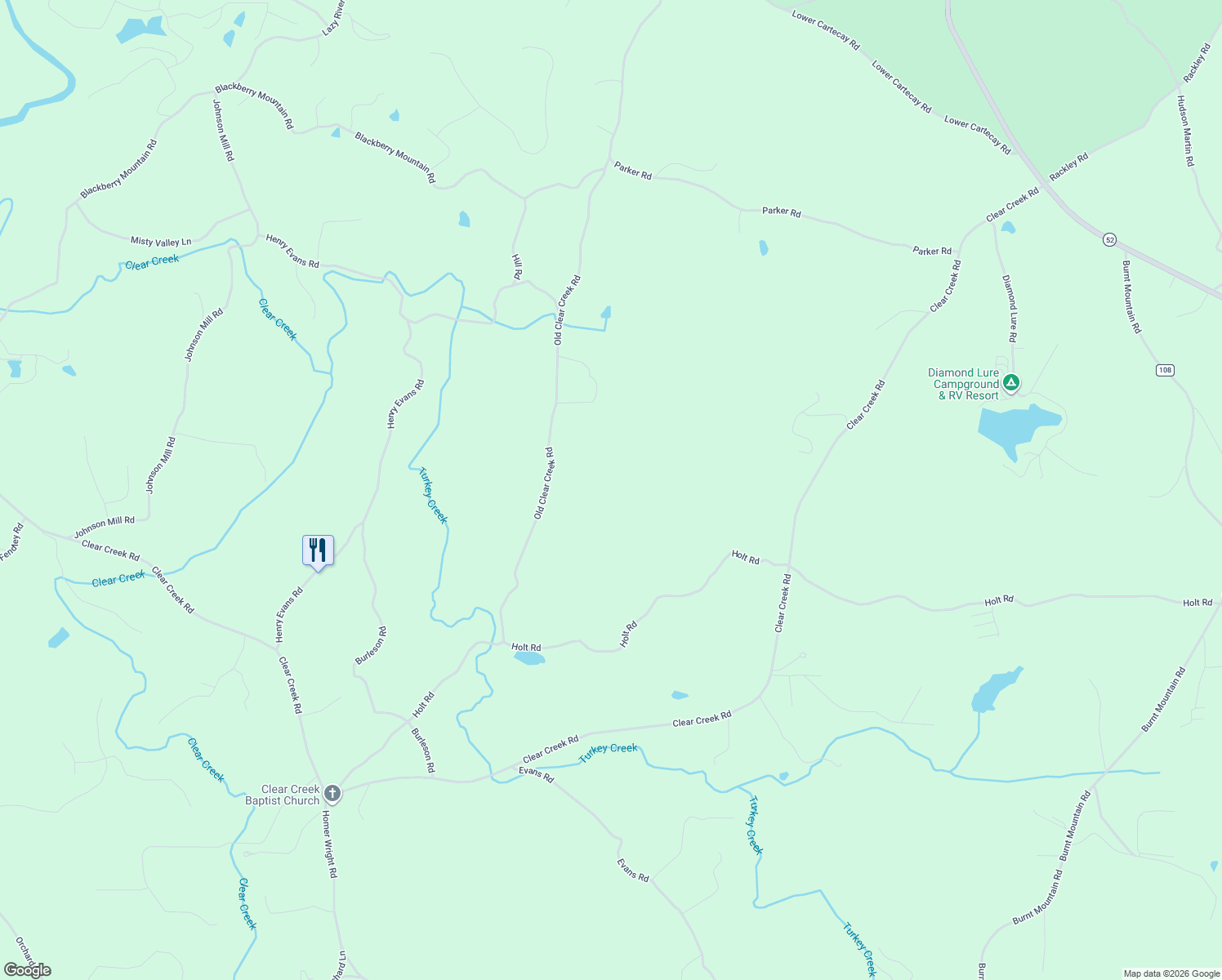 map of restaurants, bars, coffee shops, grocery stores, and more near 1455 Old Clear Creek Road in Ellijay