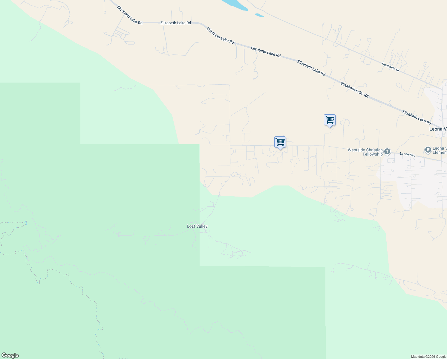 map of restaurants, bars, coffee shops, grocery stores, and more near 40120 107th Street West in Leona Valley