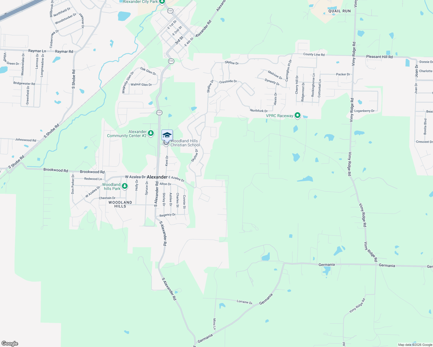 map of restaurants, bars, coffee shops, grocery stores, and more near 12088 Valley Ridge Drive in Alexander