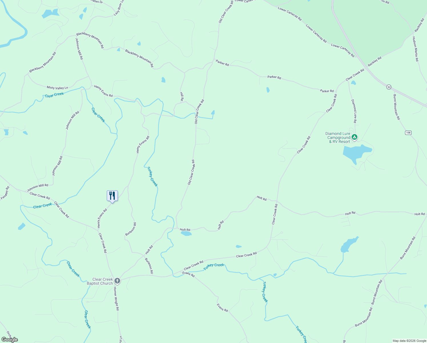 map of restaurants, bars, coffee shops, grocery stores, and more near 1455 Old Clear Creek Road in Ellijay