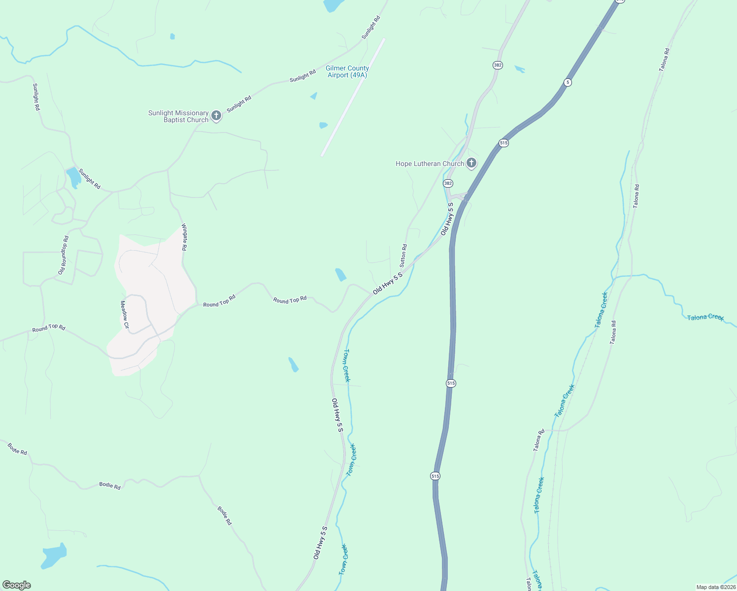 map of restaurants, bars, coffee shops, grocery stores, and more near Old Highway 5 South in Ellijay