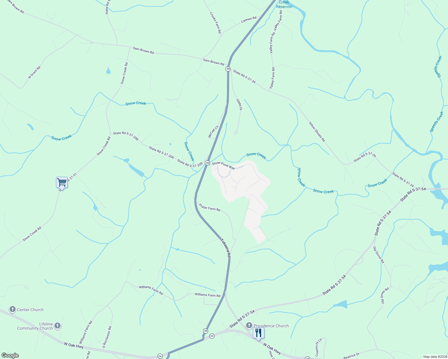 map of restaurants, bars, coffee shops, grocery stores, and more near 207 Devonhurst Drive in Seneca