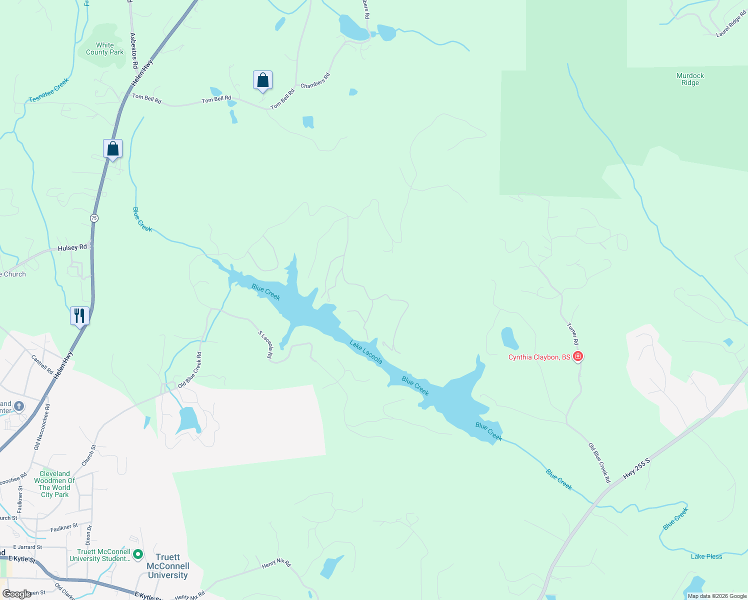 map of restaurants, bars, coffee shops, grocery stores, and more near North Shore Drive in Cleveland