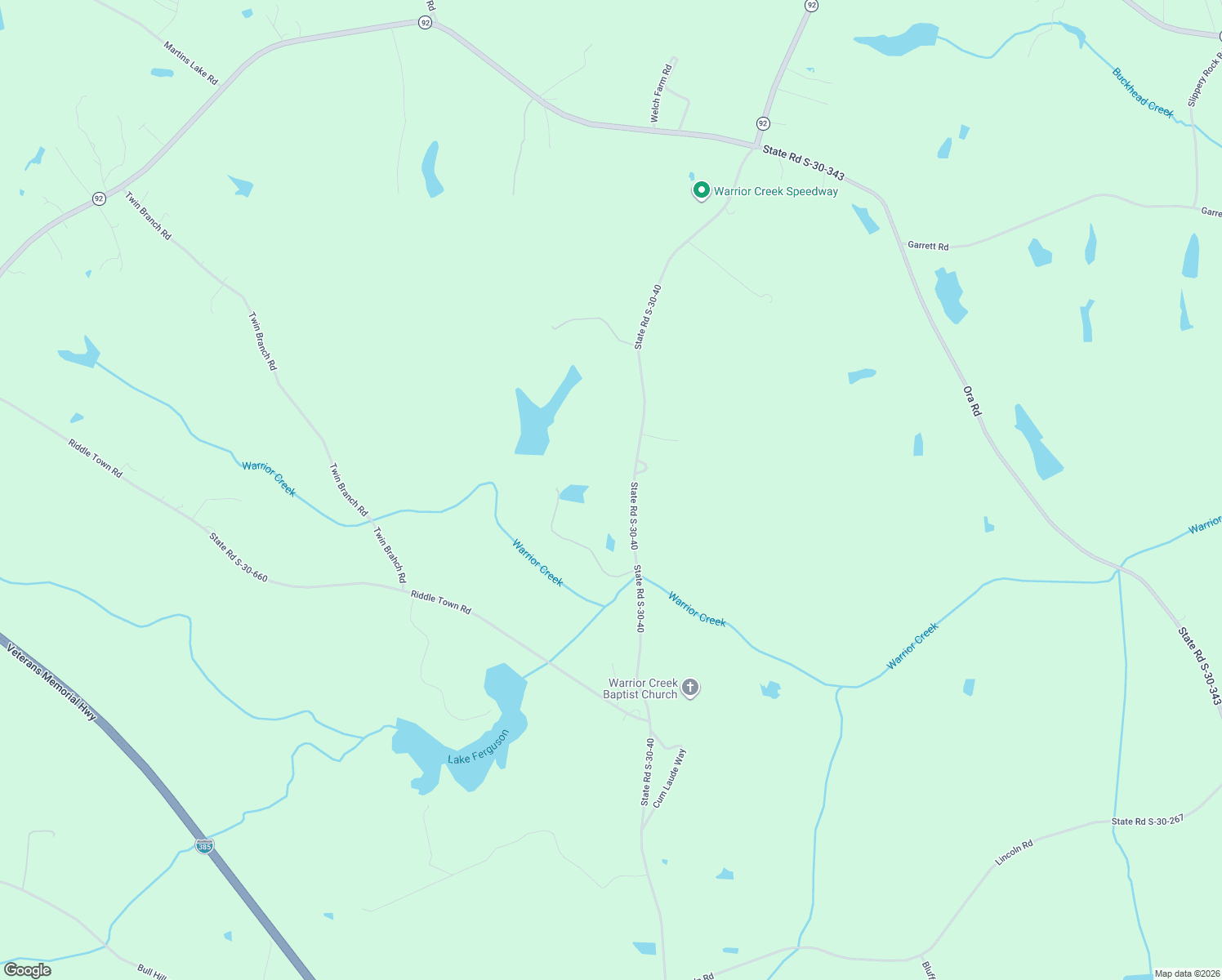 map of restaurants, bars, coffee shops, grocery stores, and more near 1208 State Road S-30-40 in Gray Court