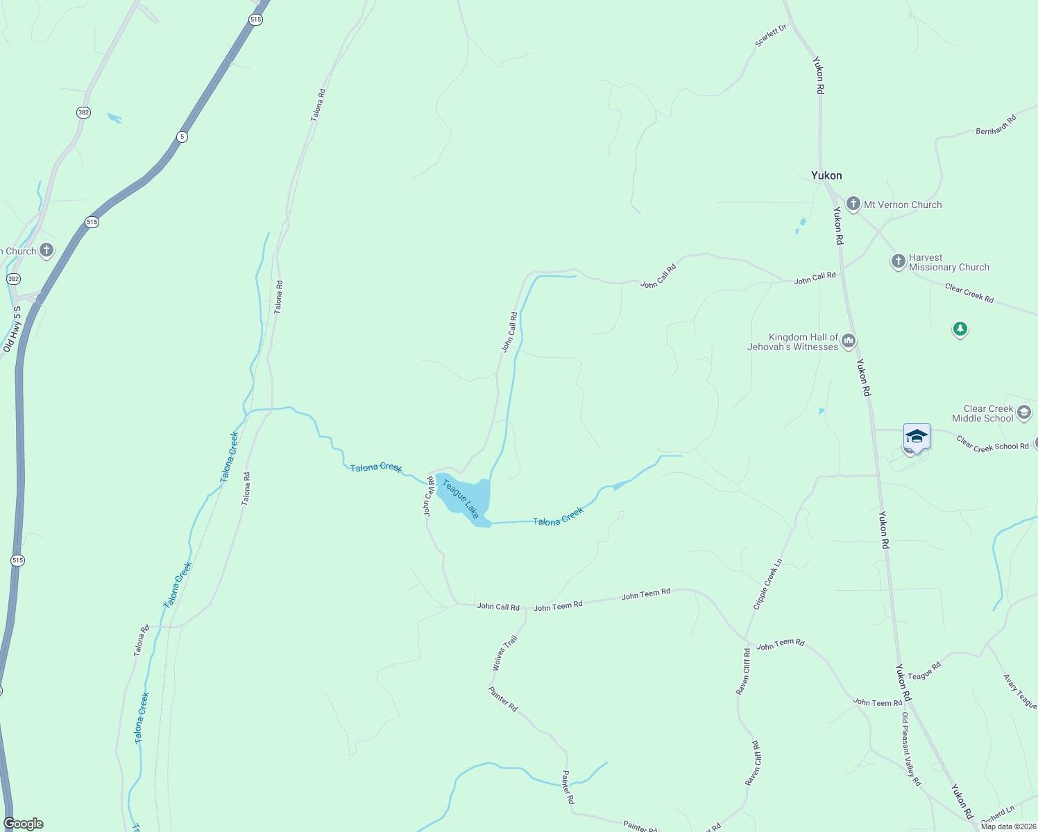 map of restaurants, bars, coffee shops, grocery stores, and more near 1907 John Call Road in Talking Rock