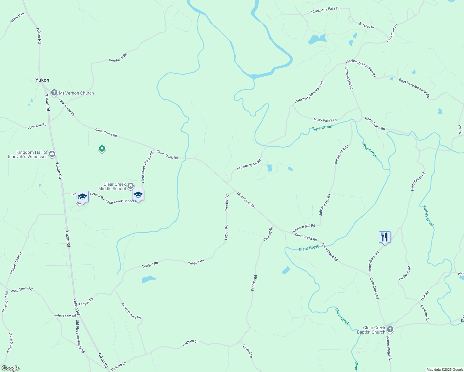 map of restaurants, bars, coffee shops, grocery stores, and more near 1755 Clear Creek Road in Ellijay
