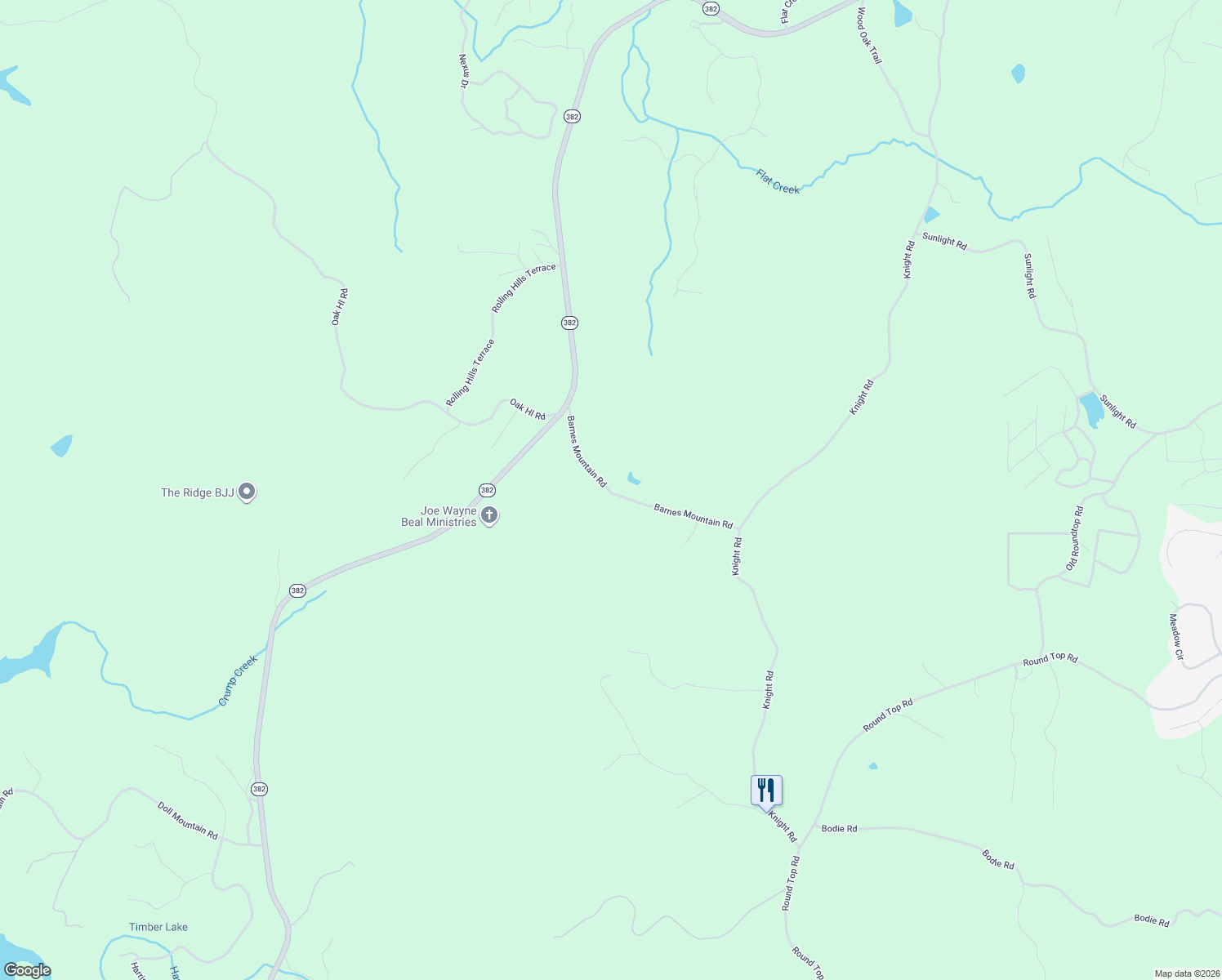 map of restaurants, bars, coffee shops, grocery stores, and more near 279 Barnes Mountain Road in Ellijay