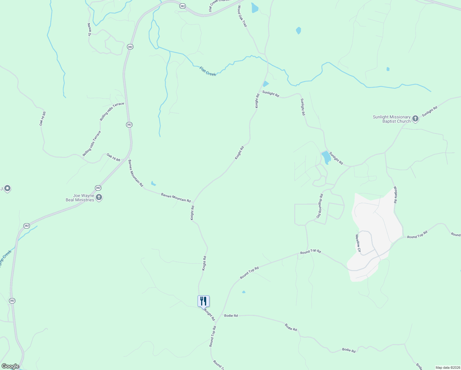 map of restaurants, bars, coffee shops, grocery stores, and more near 1379 Knight Road in Ellijay