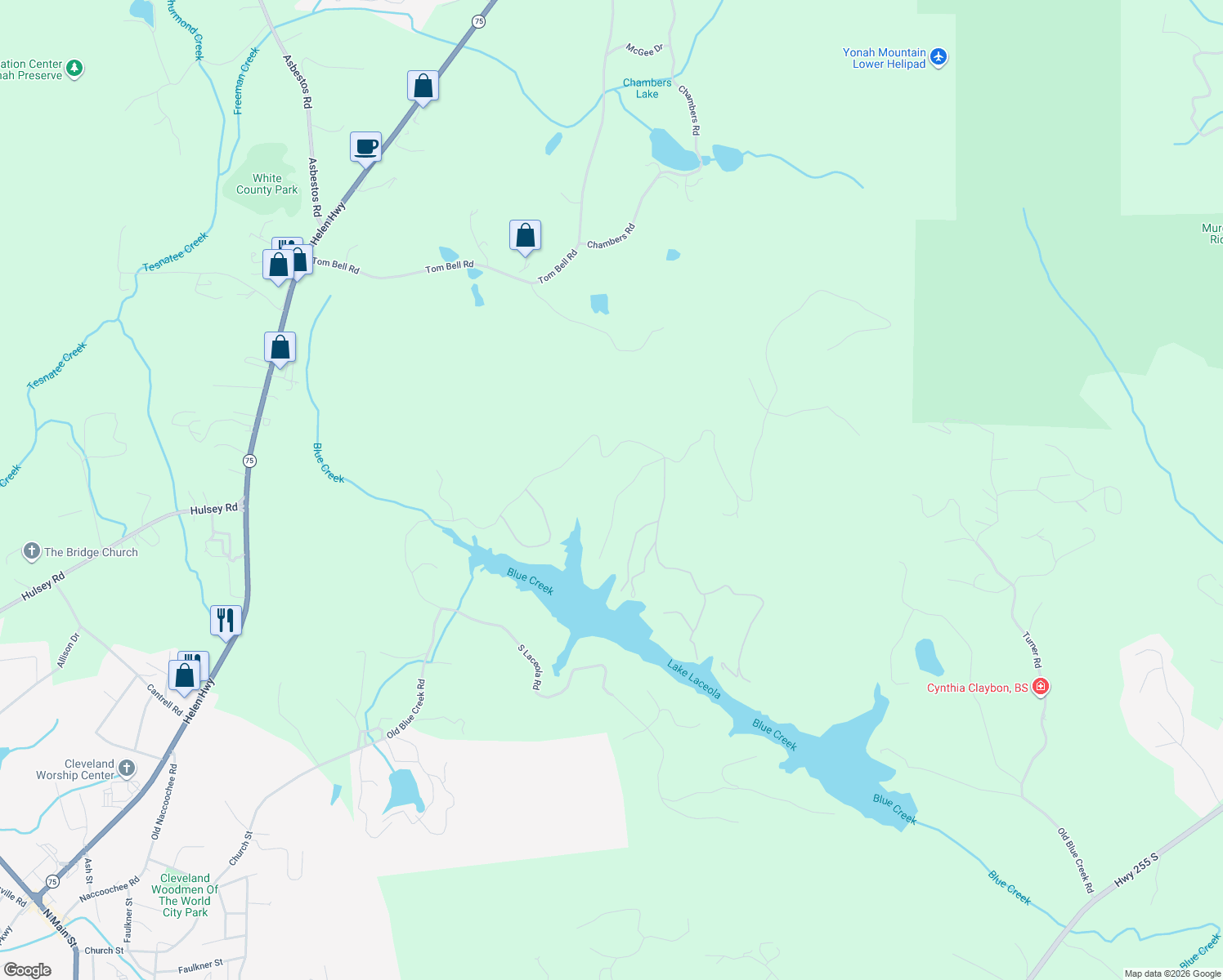 map of restaurants, bars, coffee shops, grocery stores, and more near 140 Forked Leaf Road in Cleveland