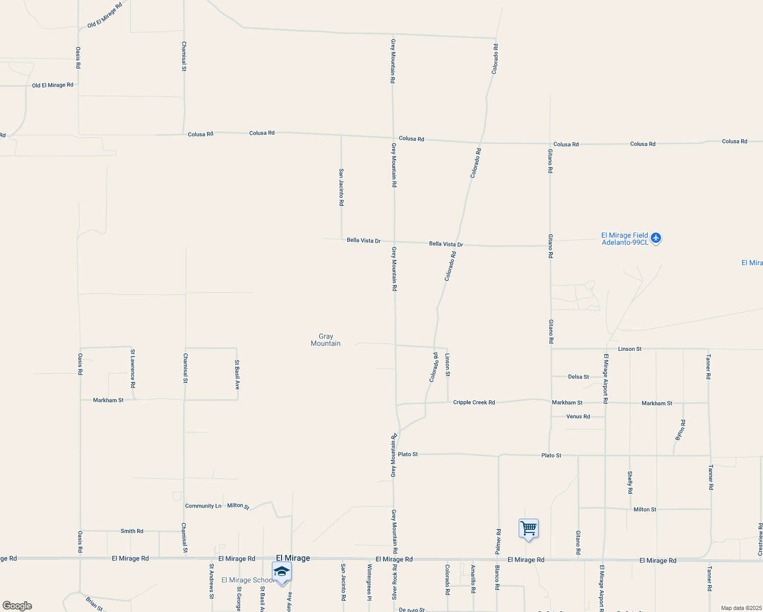 map of restaurants, bars, coffee shops, grocery stores, and more near 20288 Grey Mountain Road in El Mirage