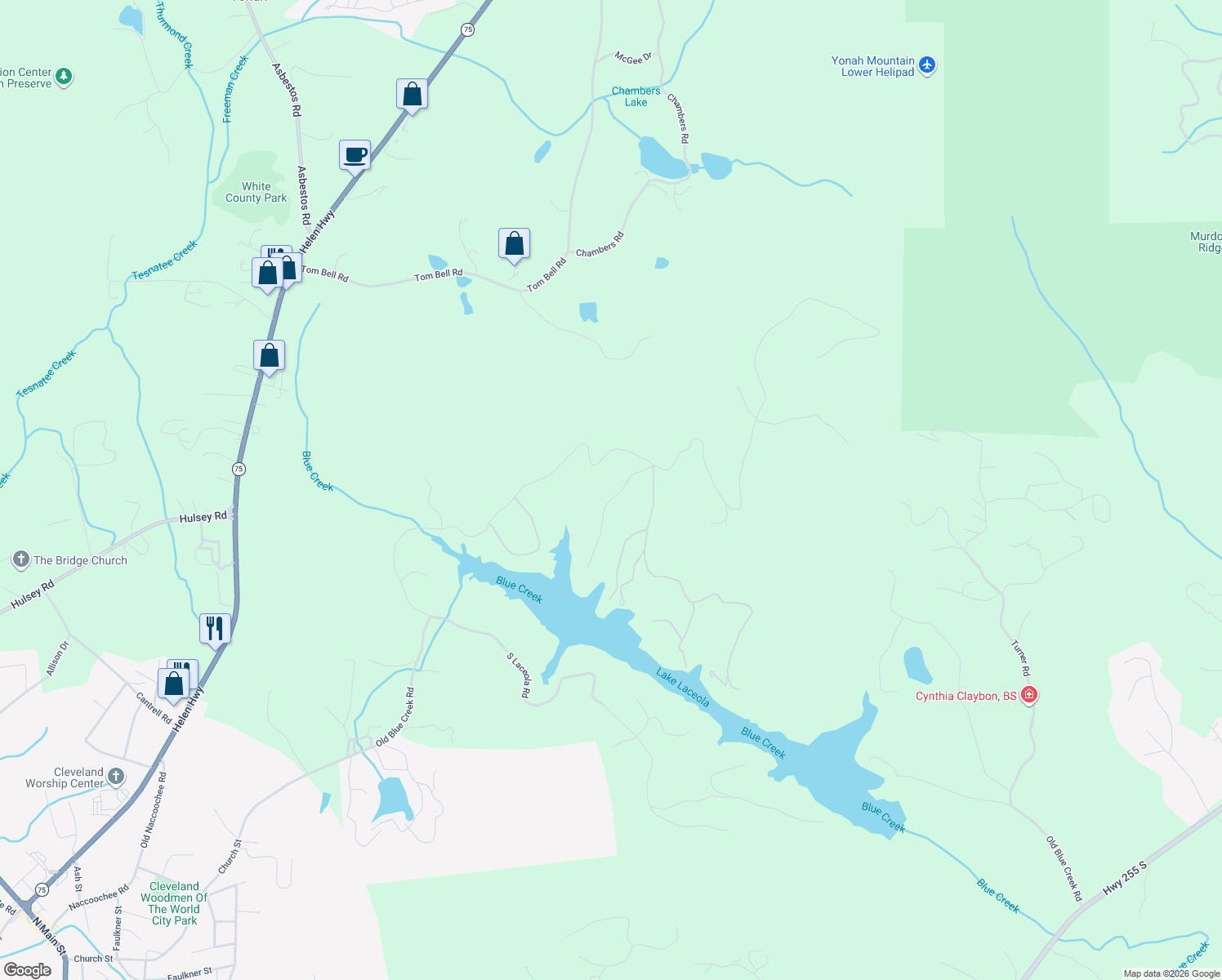map of restaurants, bars, coffee shops, grocery stores, and more near 140 Forked Leaf Road in Cleveland