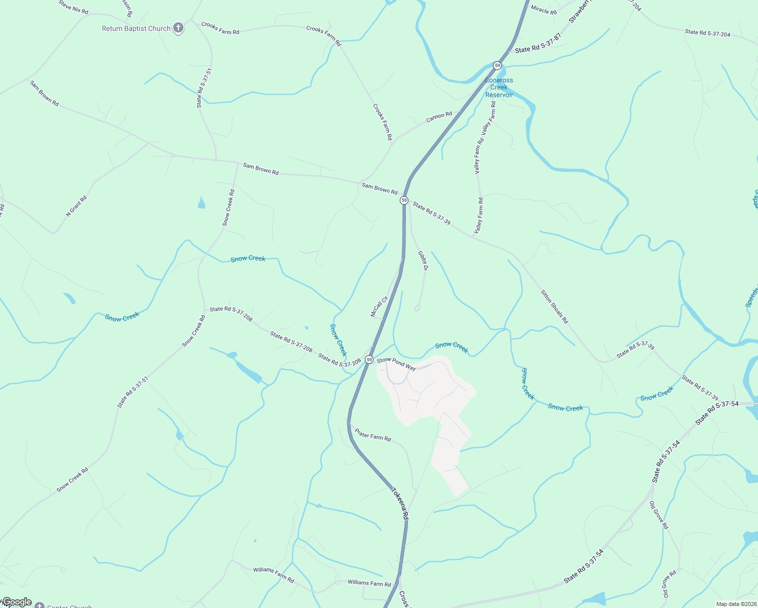 map of restaurants, bars, coffee shops, grocery stores, and more near 133 McCall Circle in Seneca