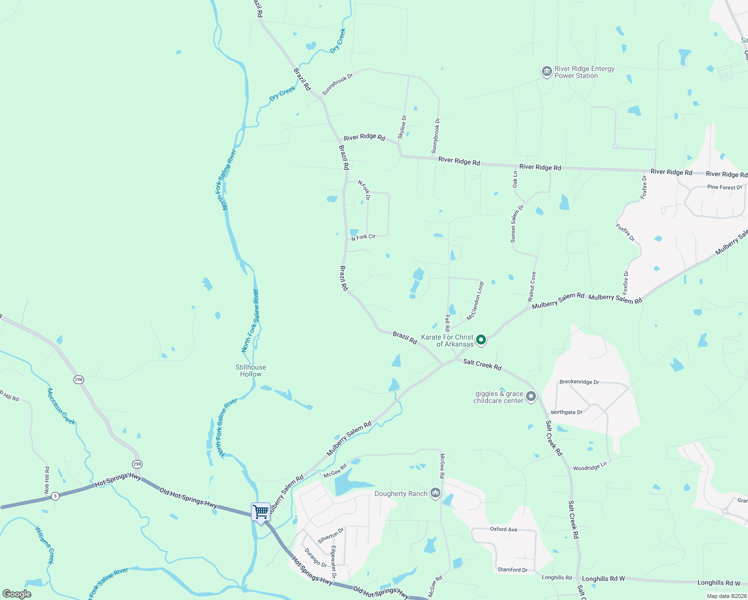 map of restaurants, bars, coffee shops, grocery stores, and more near 2451 Holly Ridge Cove in Benton