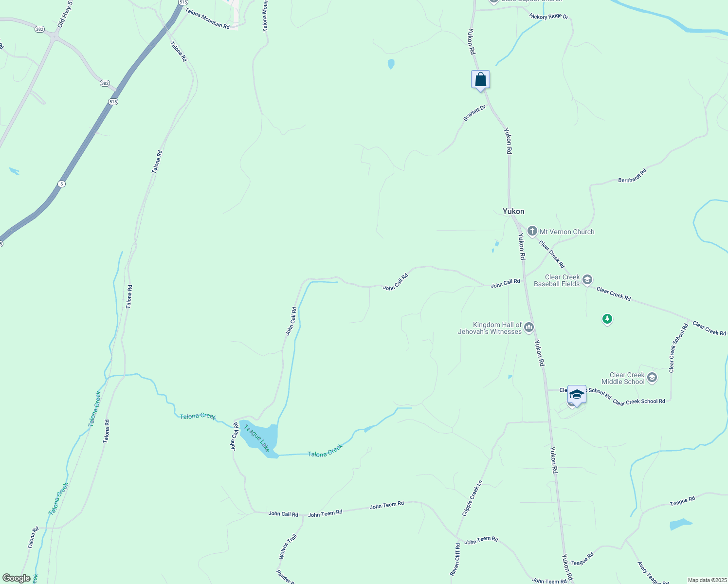 map of restaurants, bars, coffee shops, grocery stores, and more near John Call Road in Ellijay