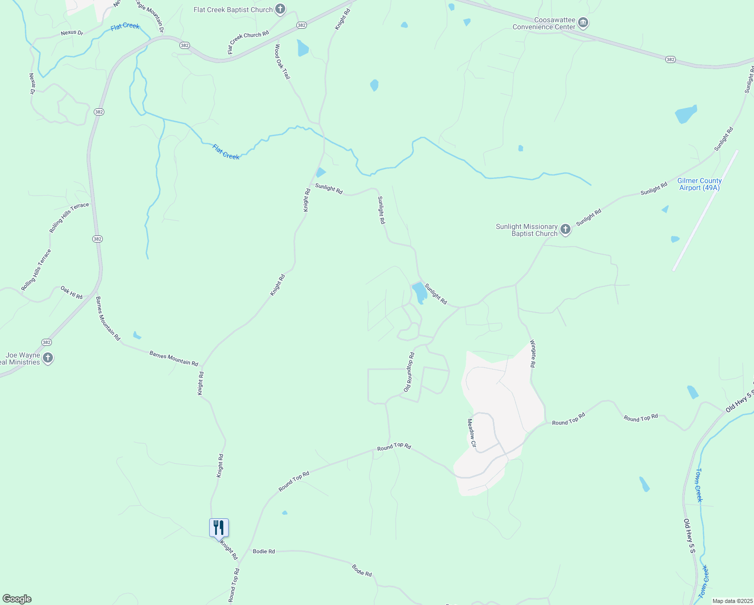 map of restaurants, bars, coffee shops, grocery stores, and more near 30 Lake Road Court in Ellijay
