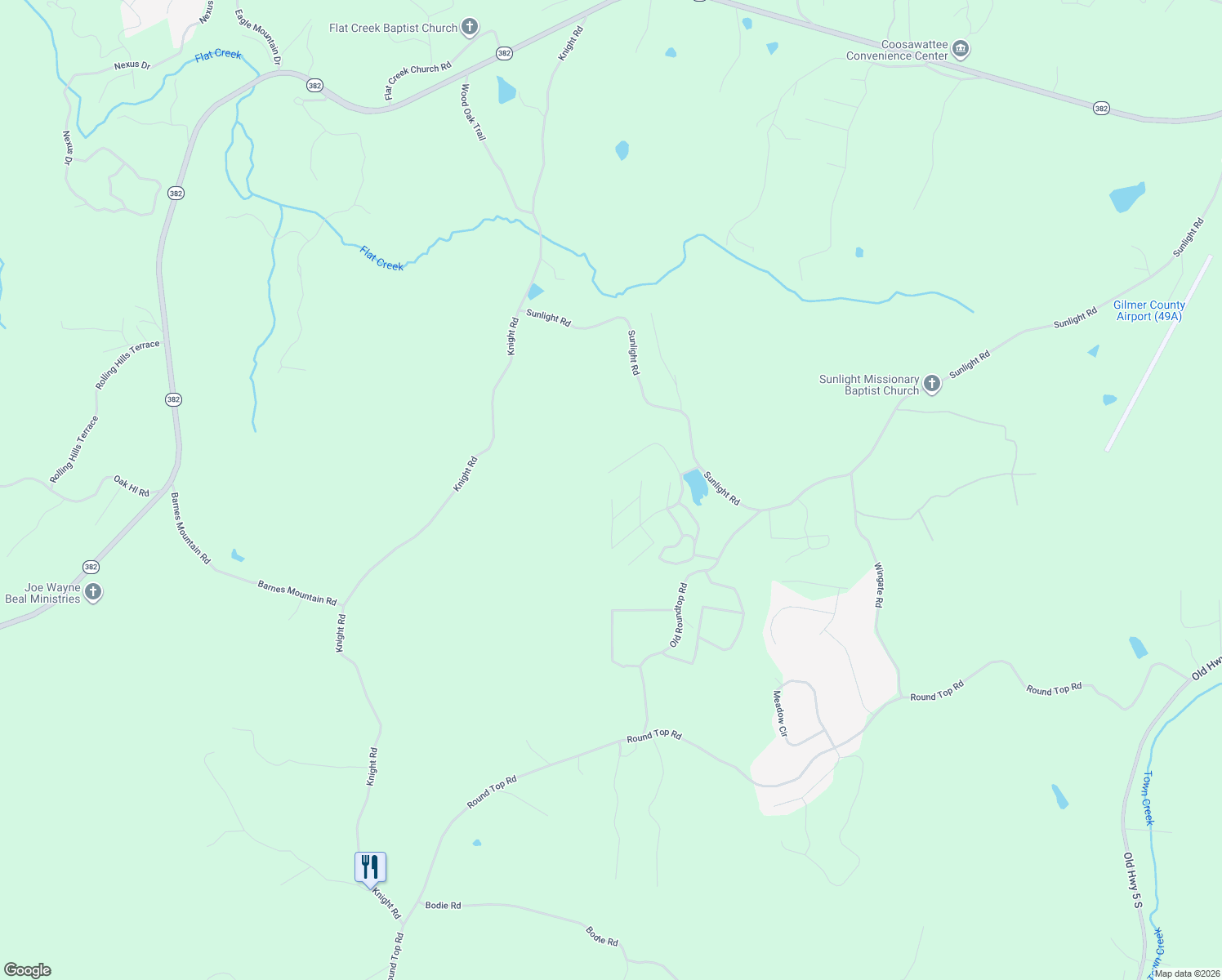 map of restaurants, bars, coffee shops, grocery stores, and more near 61 Lake Road Court in Ellijay