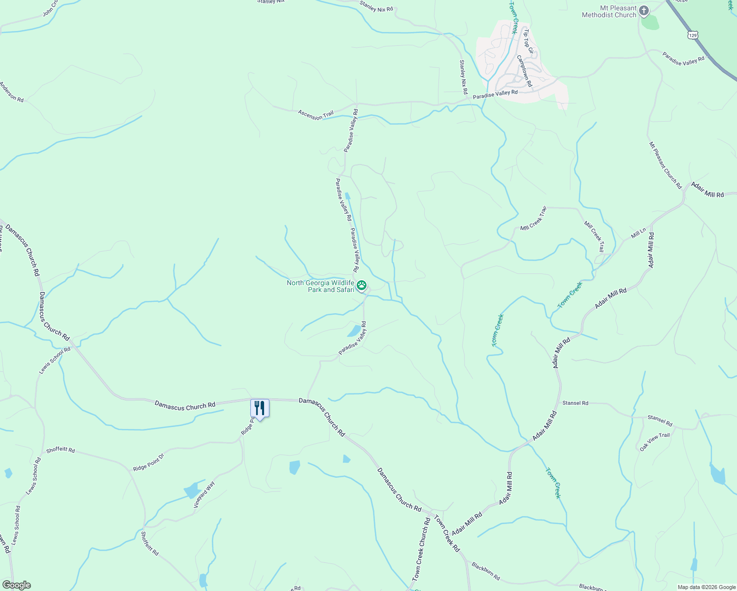 map of restaurants, bars, coffee shops, grocery stores, and more near 2912 Paradise Valley Road in Cleveland