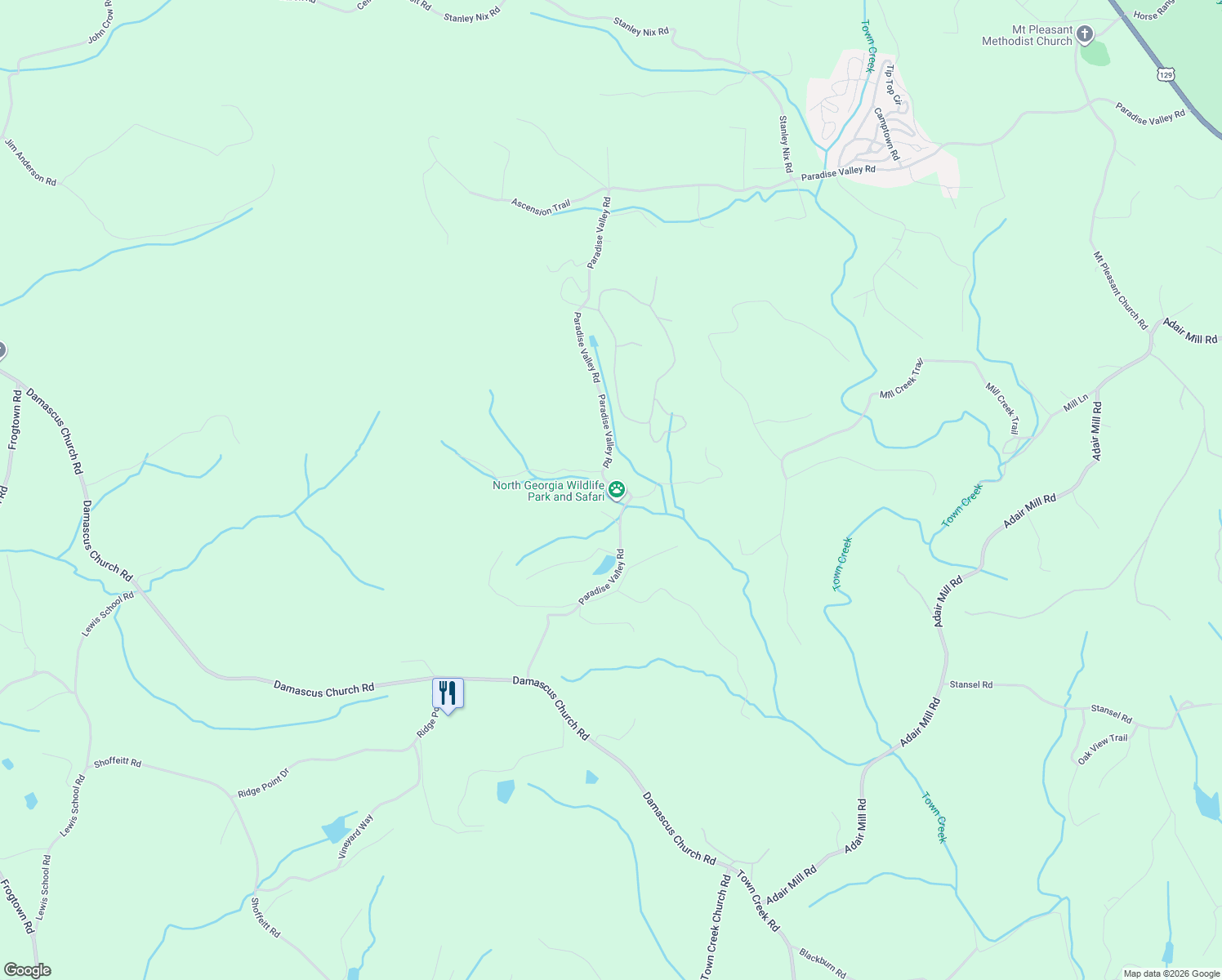 map of restaurants, bars, coffee shops, grocery stores, and more near 2912 Paradise Valley Road in Cleveland
