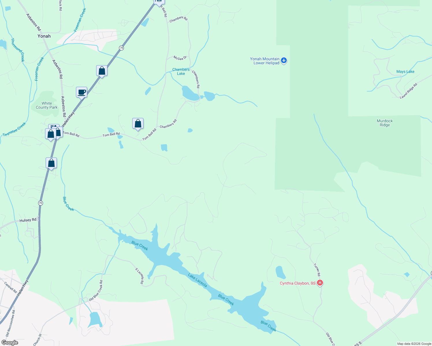 map of restaurants, bars, coffee shops, grocery stores, and more near 101 Mountain Oak Road in Cleveland