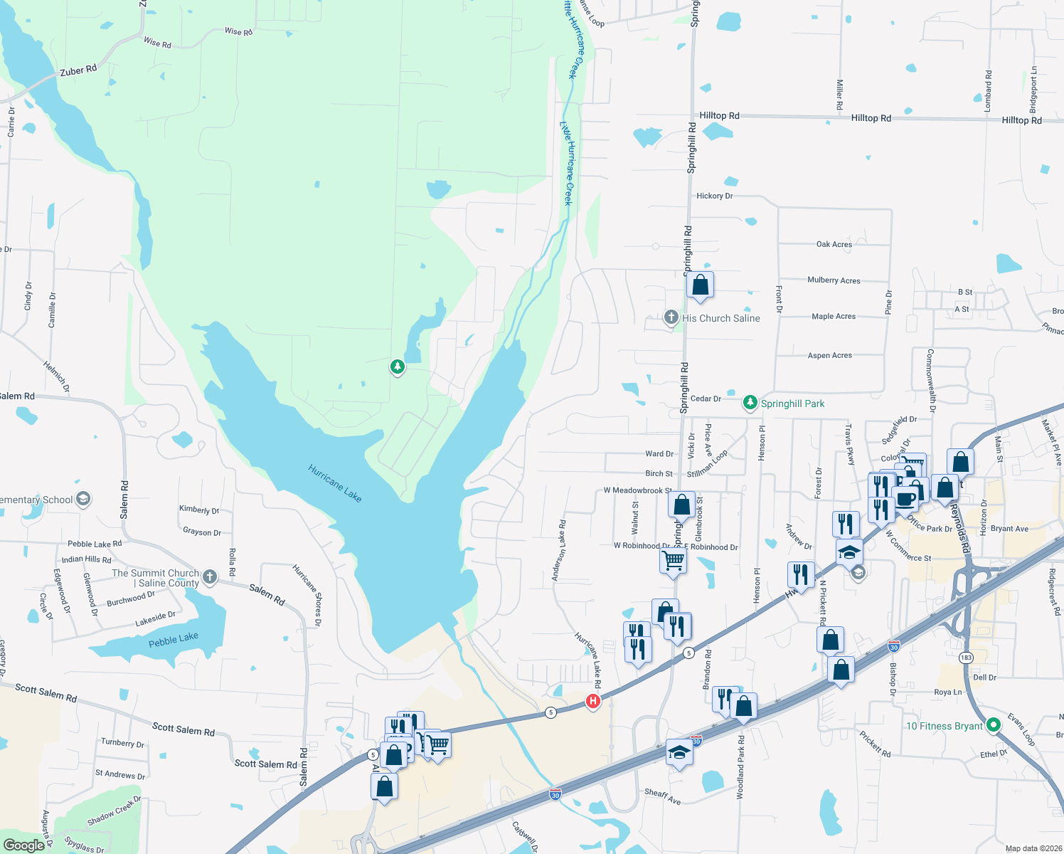 map of restaurants, bars, coffee shops, grocery stores, and more near 6918 Worth Ave E in Benton
