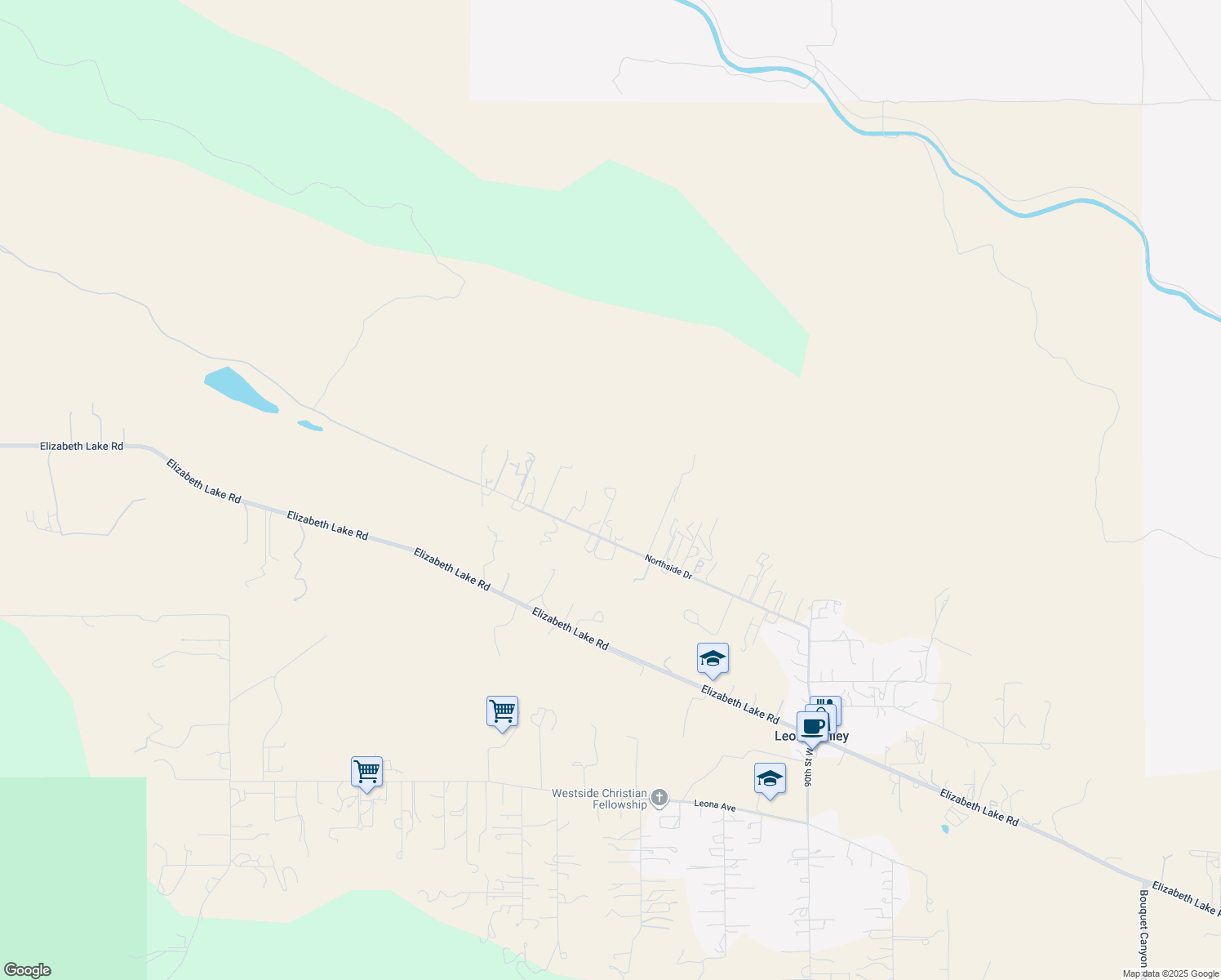 map of restaurants, bars, coffee shops, grocery stores, and more near 41063 Rulen Road in Palmdale