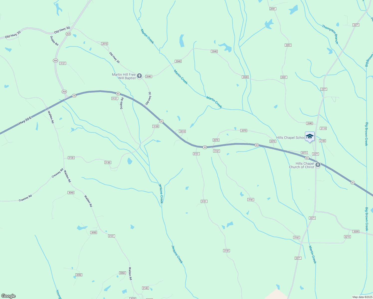 map of restaurants, bars, coffee shops, grocery stores, and more near 257-259 Mississippi 30 in Booneville
