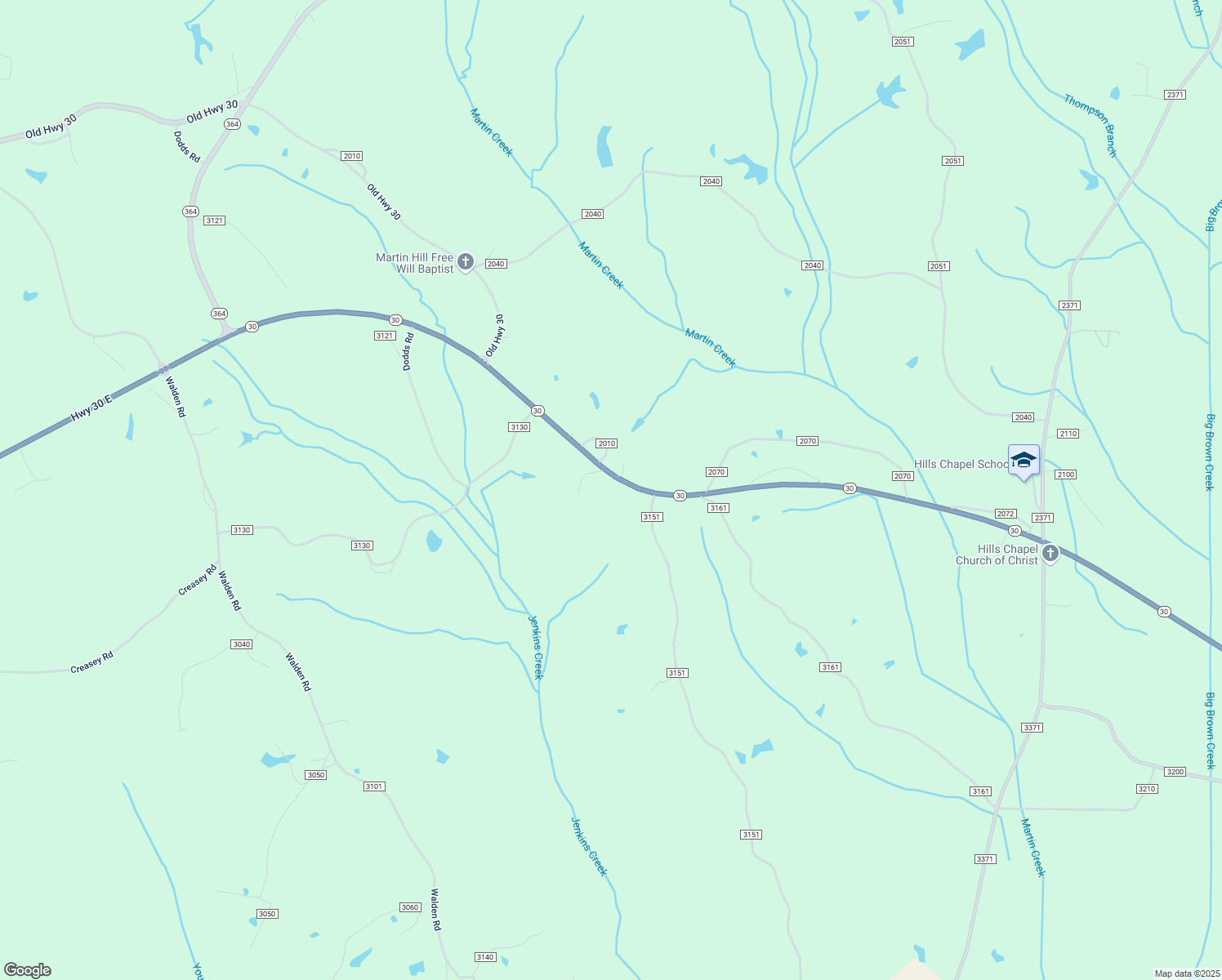 map of restaurants, bars, coffee shops, grocery stores, and more near 257 Mississippi 30 in Booneville