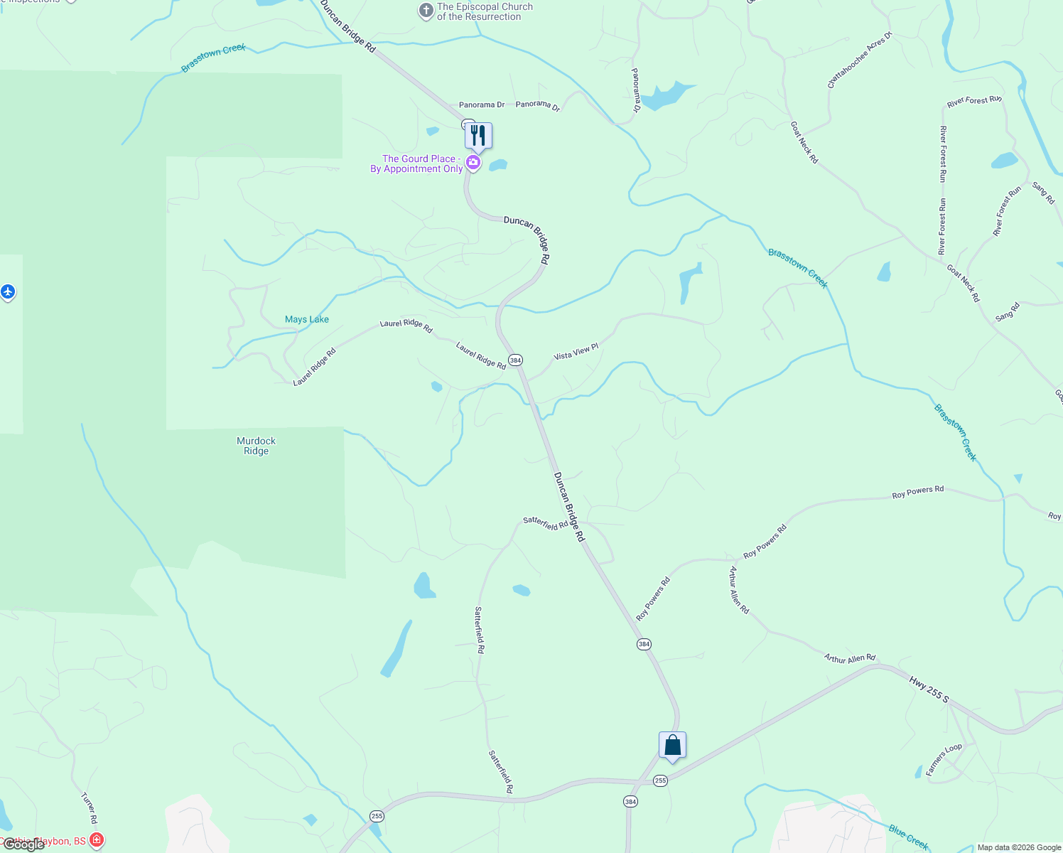 map of restaurants, bars, coffee shops, grocery stores, and more near 3464 Duncan Bridge Road in Cleveland