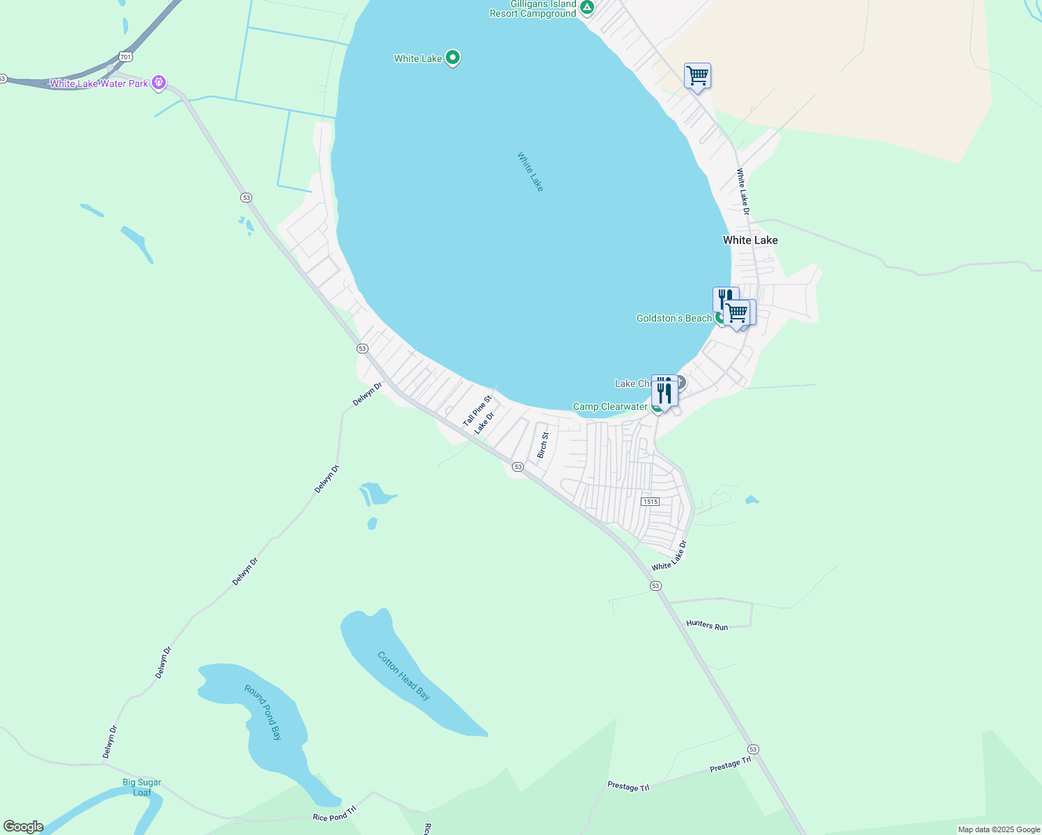 map of restaurants, bars, coffee shops, grocery stores, and more near Woodbury Road in Elizabethtown