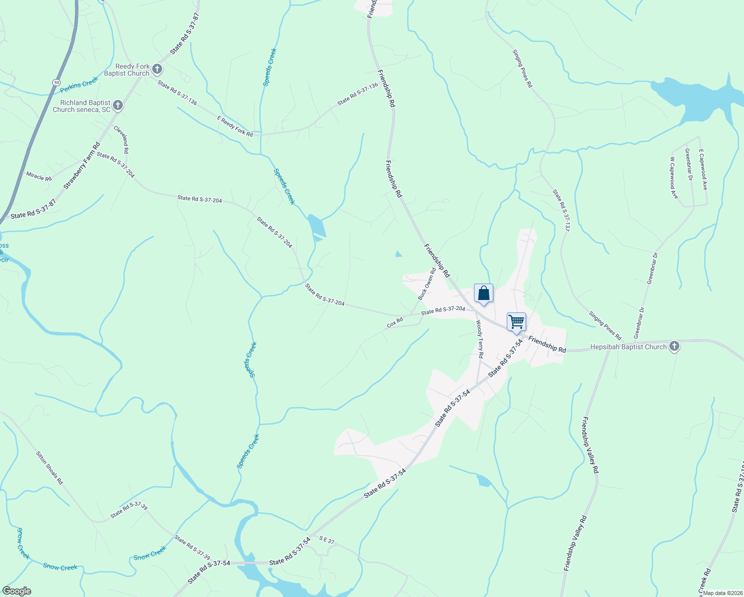 map of restaurants, bars, coffee shops, grocery stores, and more near 260 State Road S-37-204 in Seneca